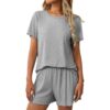 027486c7 79e7395f 2ea7 4a13 bd9c fd37dc53eba1.jpg Ribbed Short Sleeve Pajama Set