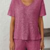 Ribbed Short Sleeve Loungewear Set