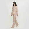 Rayon Printed Cardigan Long Sleeve Pajama Set