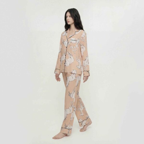 Rayon Printed Cardigan Long Sleeve Pajama Set
