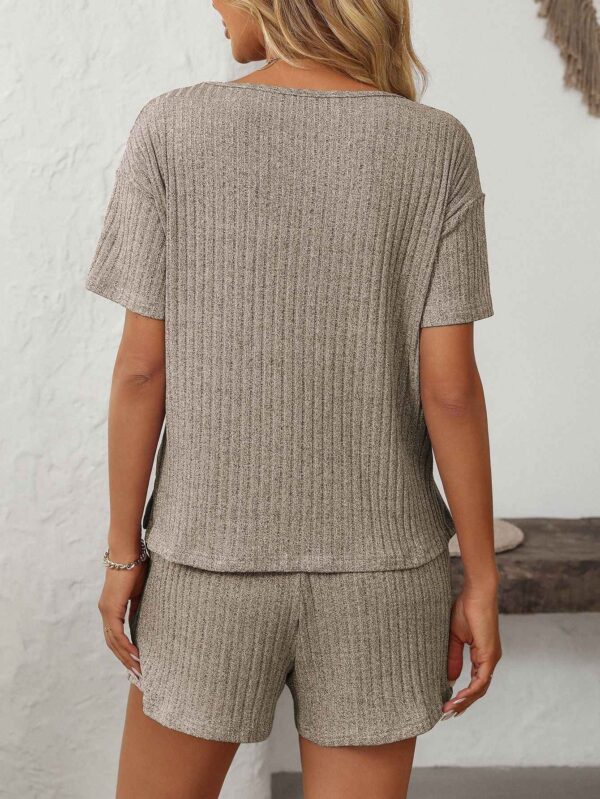 Ribbed Short Sleeve Loungewear Set