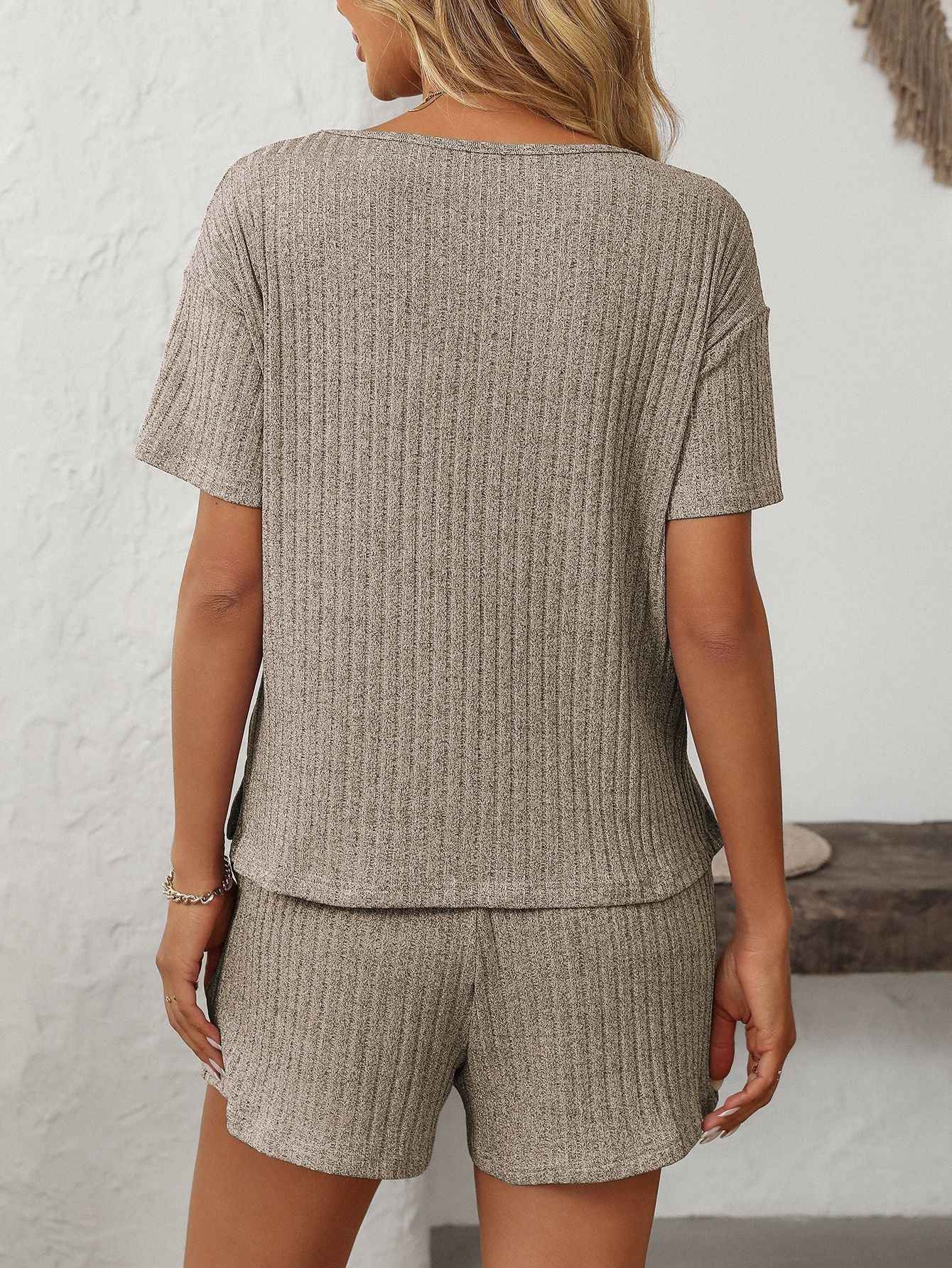 Ribbed Short Sleeve Loungewear Set