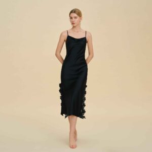Lace Splice Slit Long Slip Nightgown