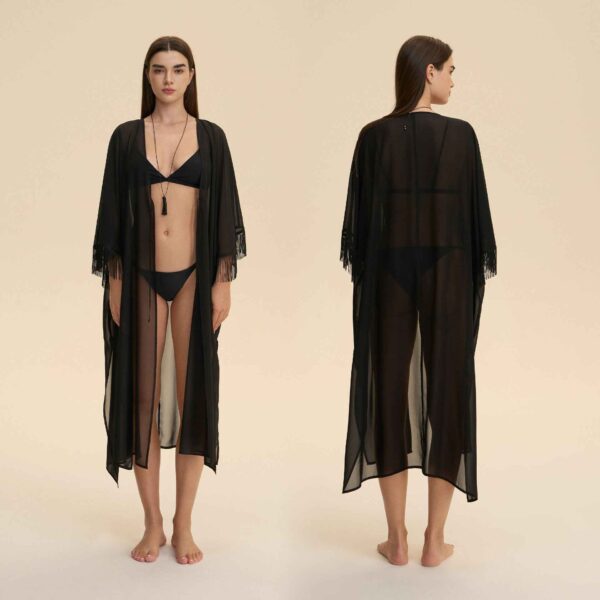Mesh Fringe Chiffon Sheer Robe