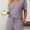 Ribbed Short Sleeve Loungewear Set