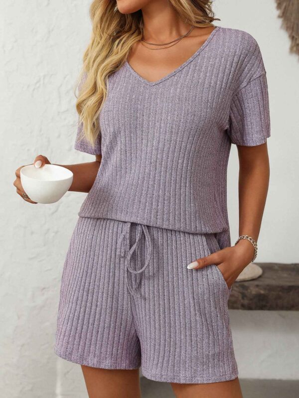 Ribbed Short Sleeve Loungewear Set