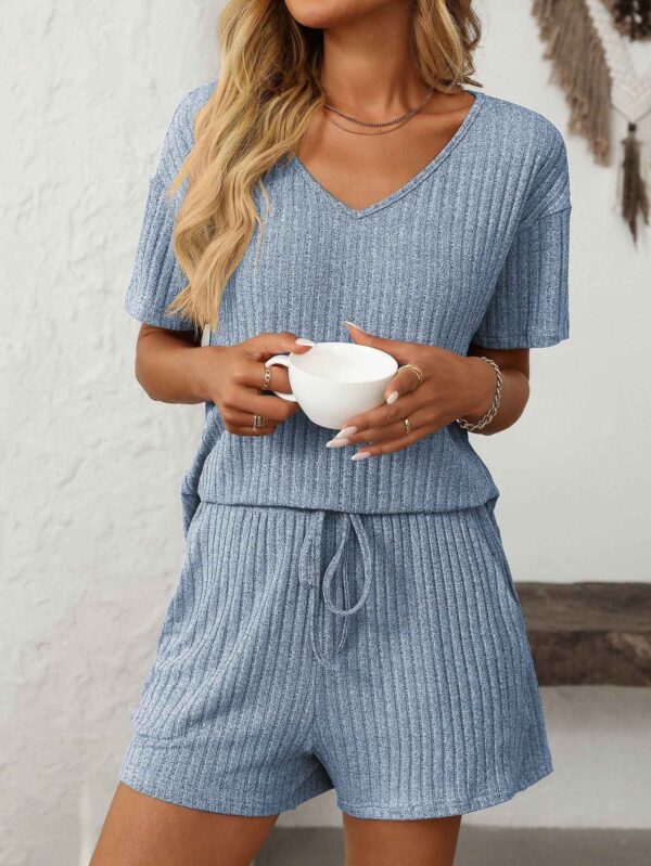 Ribbed Short Sleeve Loungewear Set