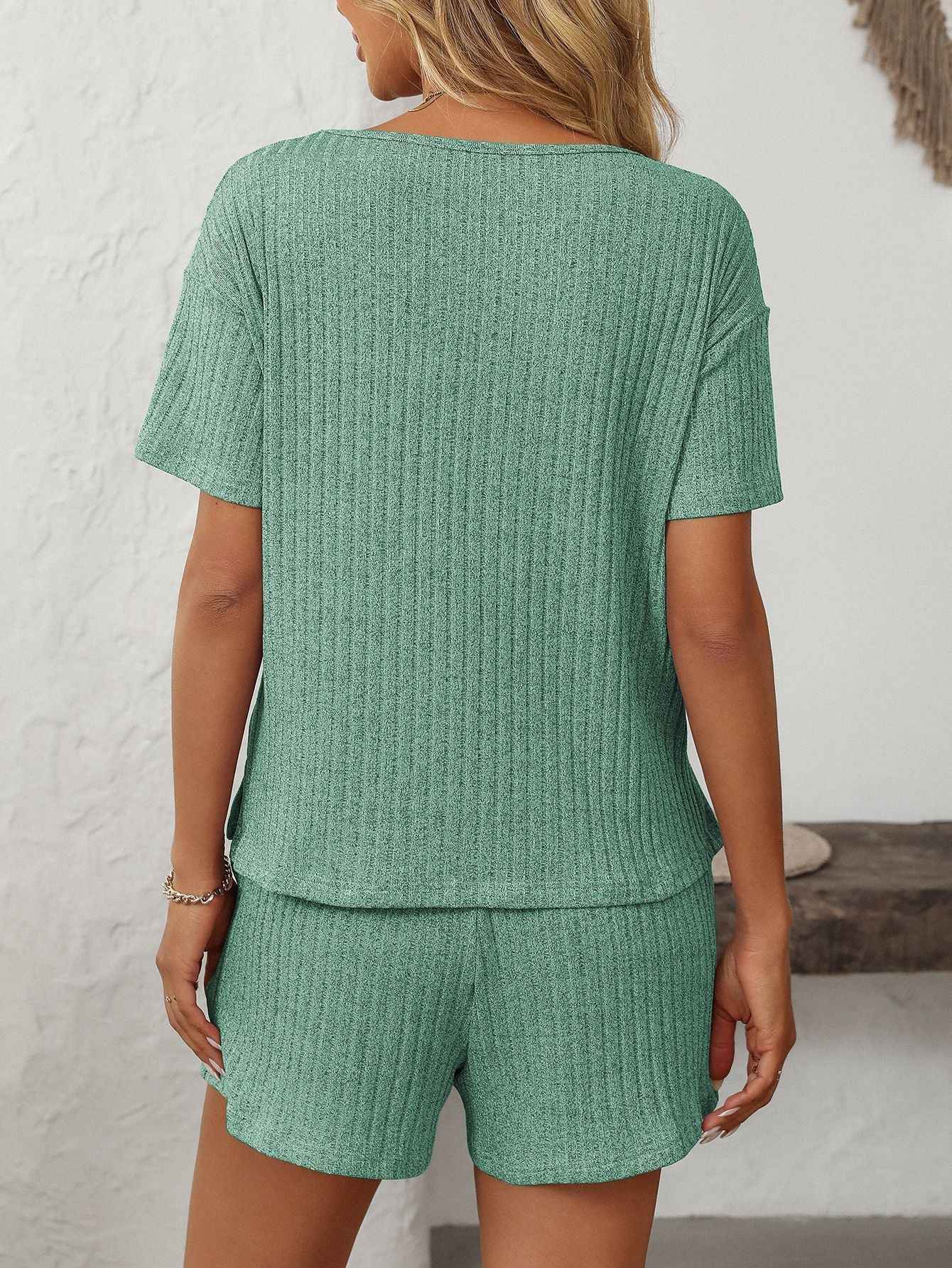 Ribbed Short Sleeve Loungewear Set