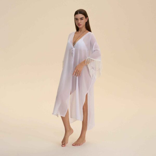 Mesh Fringe Chiffon Sheer Robe