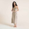 Ice Silk Bow Slit Long Camisole Nightgown
