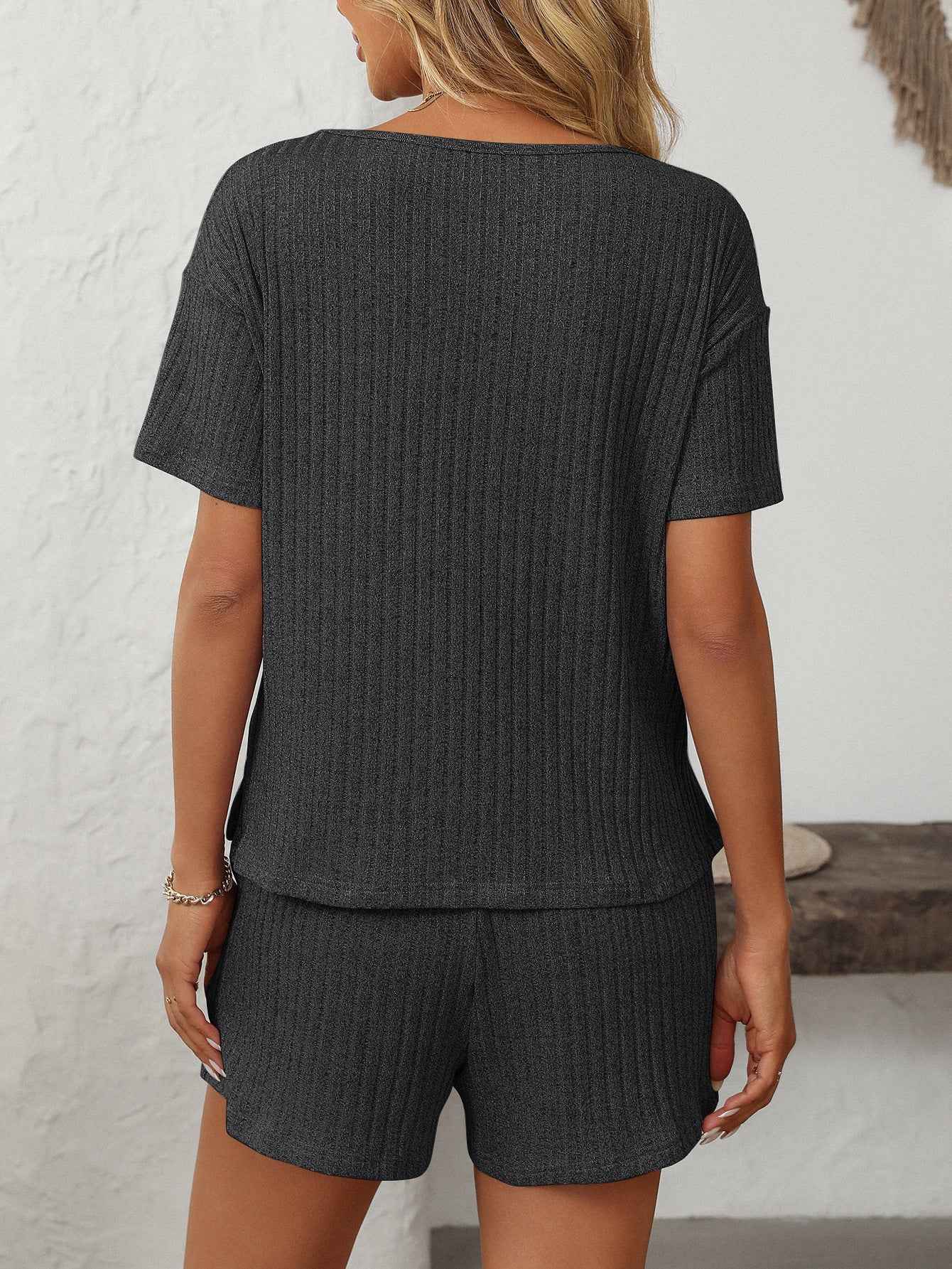 Ribbed Short Sleeve Loungewear Set