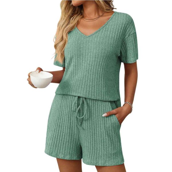 Ribbed Short Sleeve Loungewear Set