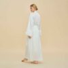 Satin Chiffon Bell Sleeve Long Cardigan