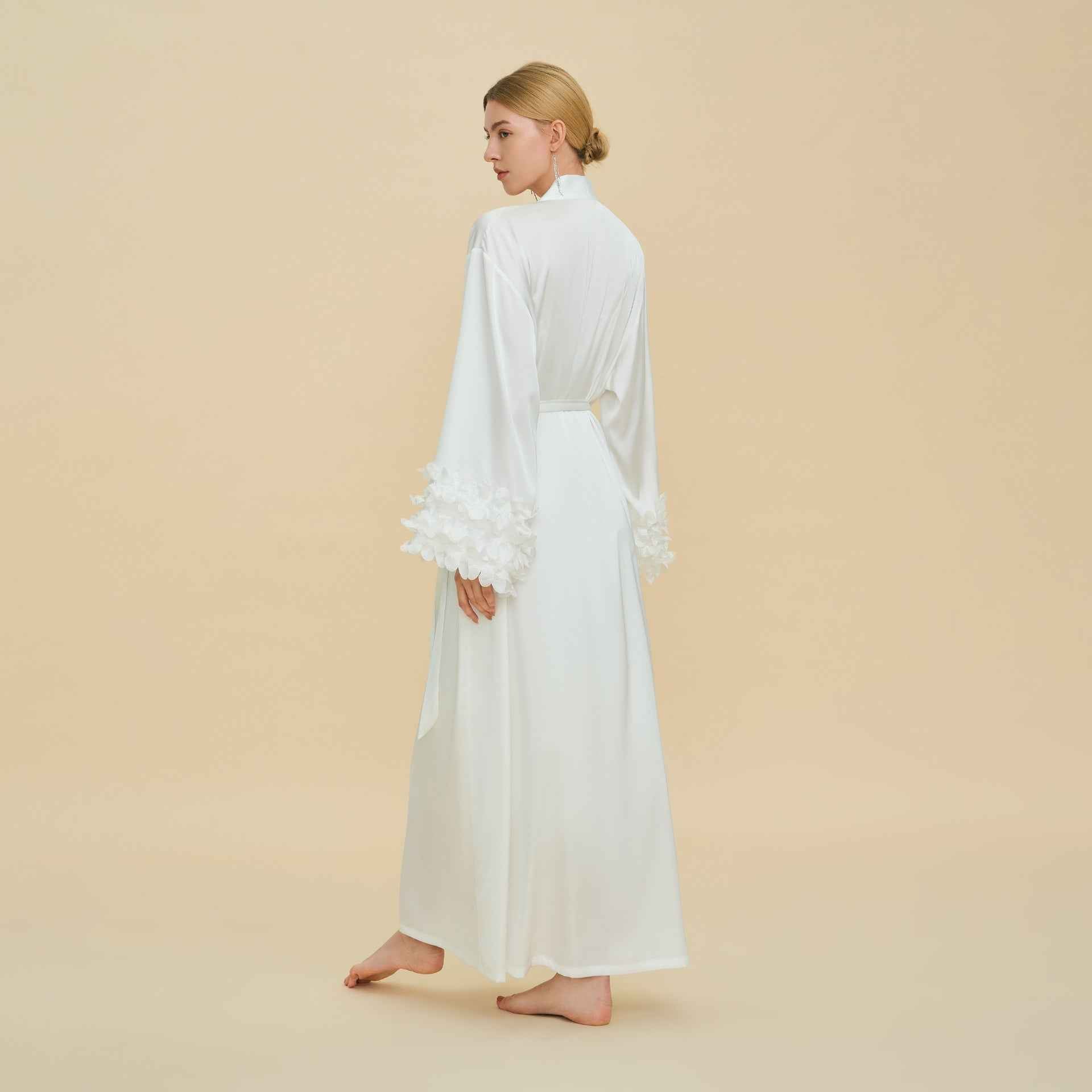 Satin Chiffon Bell Sleeve Long Cardigan