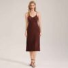 Satin Chiffon Solid Camisole Nightgown