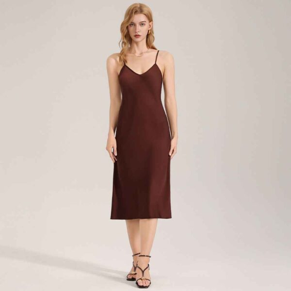 Satin Chiffon Solid Camisole Nightgown