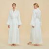 Satin Chiffon Bell Sleeve Long Cardigan