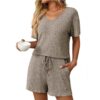 Ribbed Short Sleeve Loungewear Set