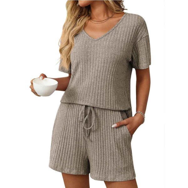 Ribbed Short Sleeve Loungewear Set