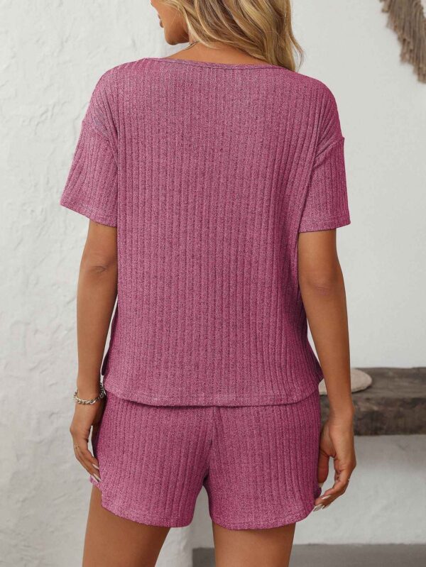 Ribbed Short Sleeve Loungewear Set