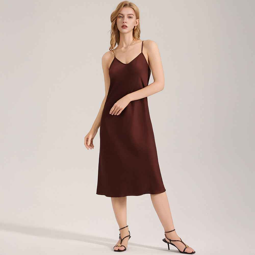Satin Chiffon Solid Camisole Nightgown