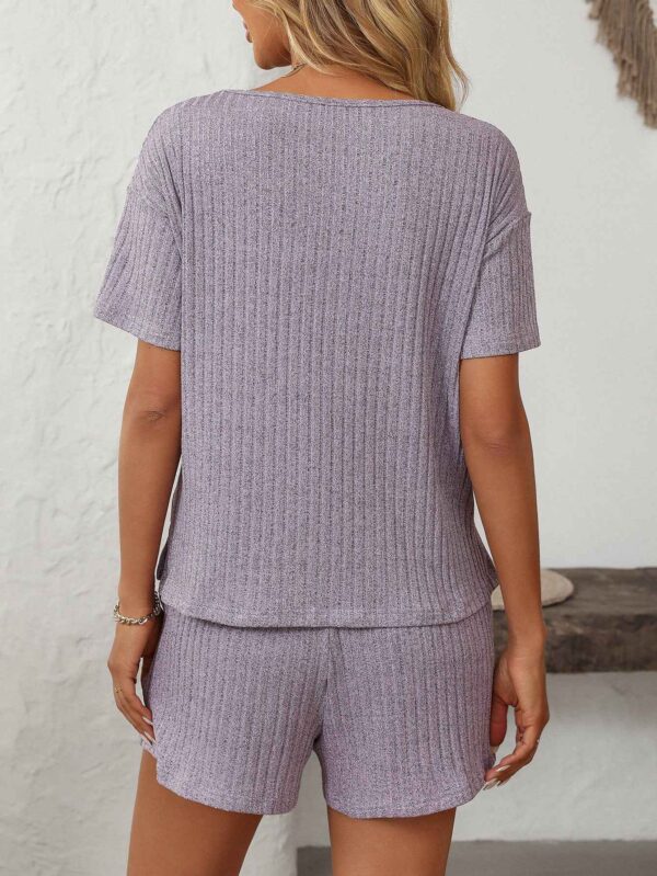 Ribbed Short Sleeve Loungewear Set