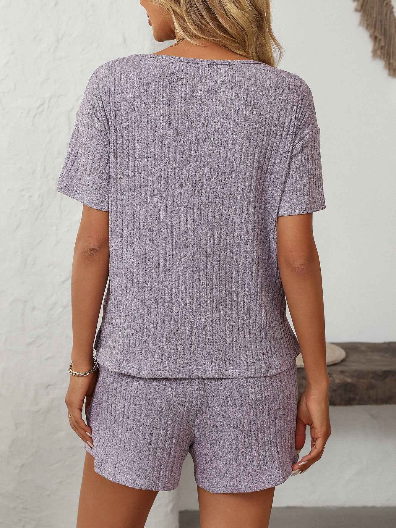 Ribbed Short Sleeve Loungewear Set