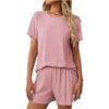 415daf36 44827b53 4049 43bf 9d48 587c051ceae9 1.jpg Ribbed Short Sleeve Pajama Set