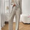 Ribbed Round Neck Long Sleeve Pajama Set