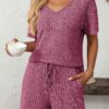 Ribbed Short Sleeve Loungewear Set