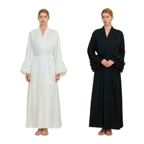 Satin Chiffon Bell Sleeve Long Cardigan