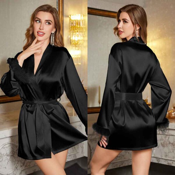 Ice Silk Solid Short Robe
