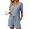 Ribbed Short Sleeve Loungewear Set