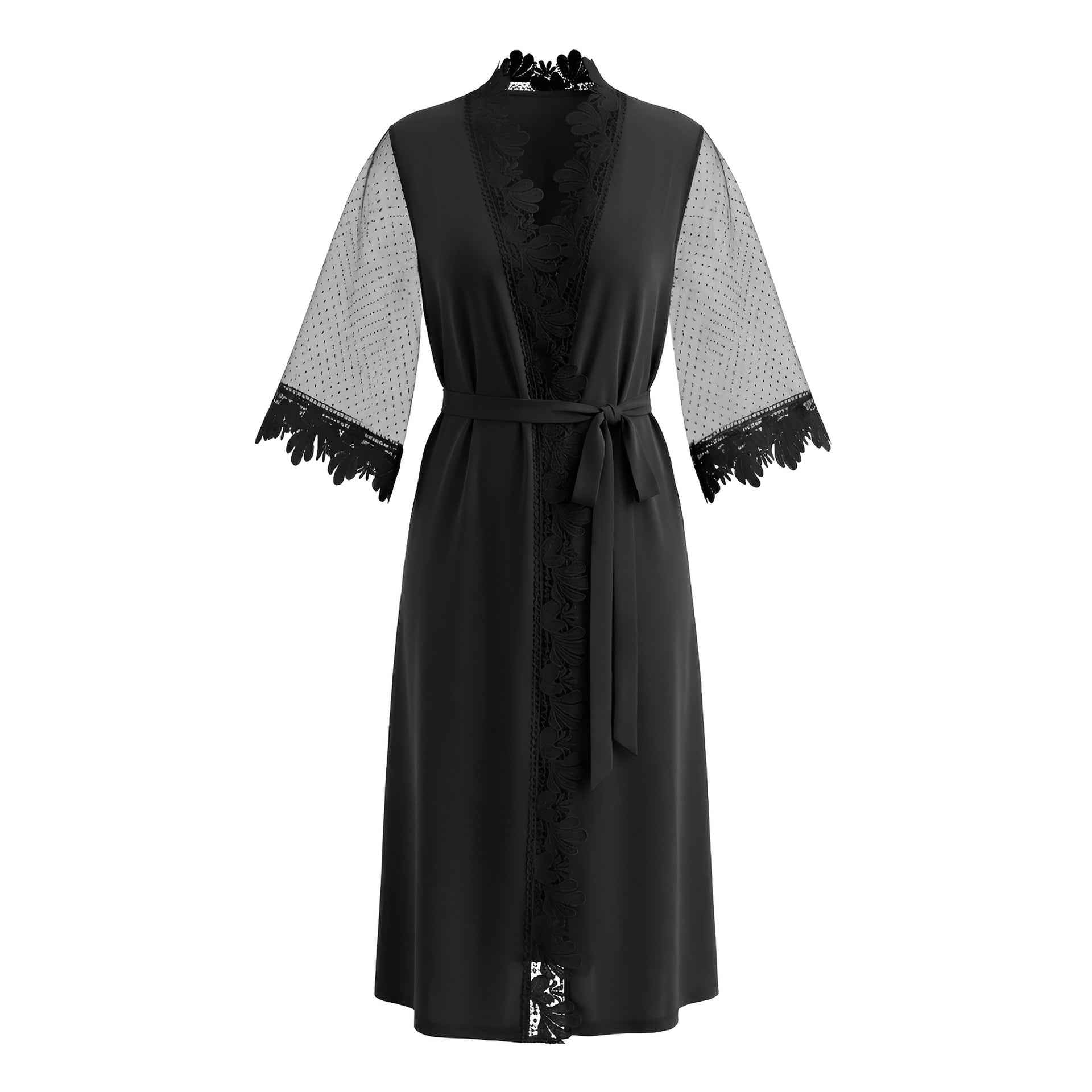 French Lace Trim Long Robe