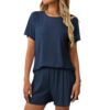 5de98553 4ff4d871 3fed 4af6 952e d511fd366c5e 1.jpg Ribbed Short Sleeve Pajama Set