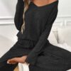 Ribbed Round Neck Long Sleeve Pajama Set