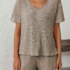 Ribbed Short Sleeve Loungewear Set