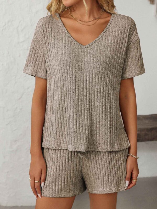 Ribbed Short Sleeve Loungewear Set