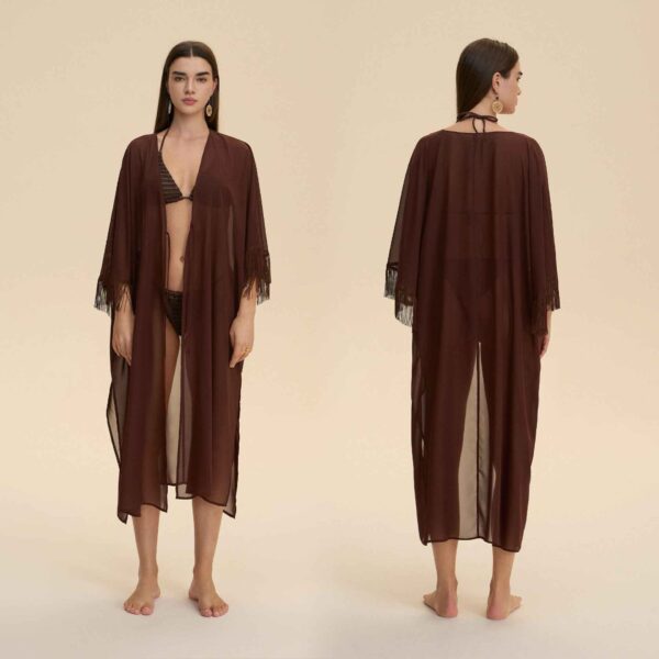 Mesh Fringe Chiffon Sheer Robe