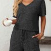 Ribbed Short Sleeve Loungewear Set