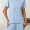 8429a7fb 8d5bb5a4 dac8 4d71 bd8c cb08bf59fb72.jpg Ribbed Short Sleeve Pajama Set