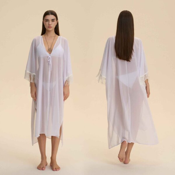 Mesh Fringe Chiffon Sheer Robe
