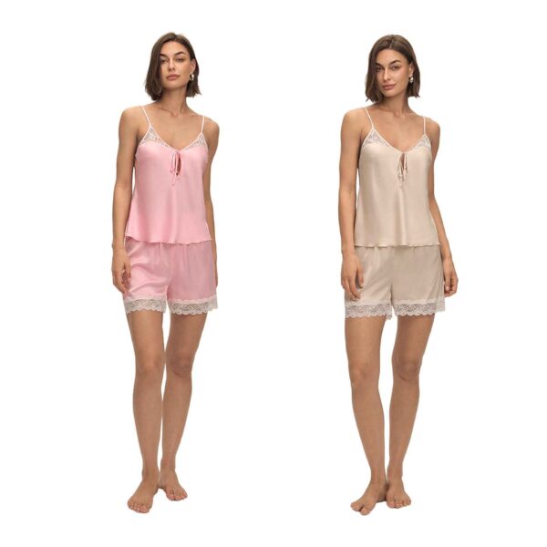 8a119989 f3deb4a3 4fa8 40ea a8d7 9b4a1d0a1095.jpg Lace Splice Camisole & Shorts Pajama Set
