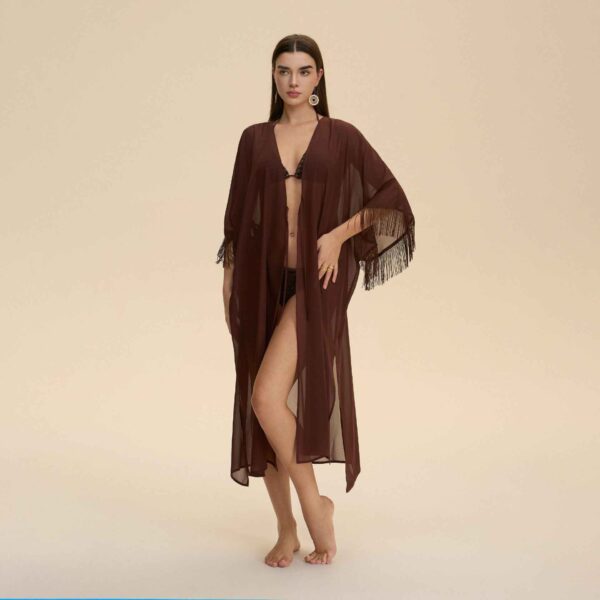Mesh Fringe Chiffon Sheer Robe