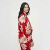 Rayon Turn-Down Collar Cardigan Long Sleeve Pajama Set