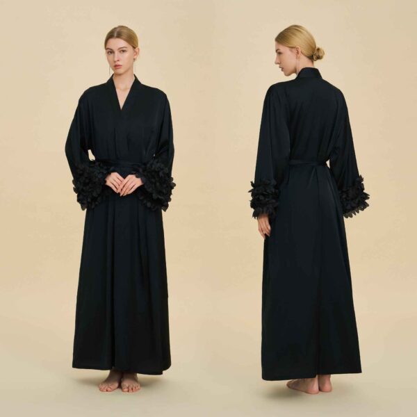 Satin Chiffon Bell Sleeve Long Cardigan