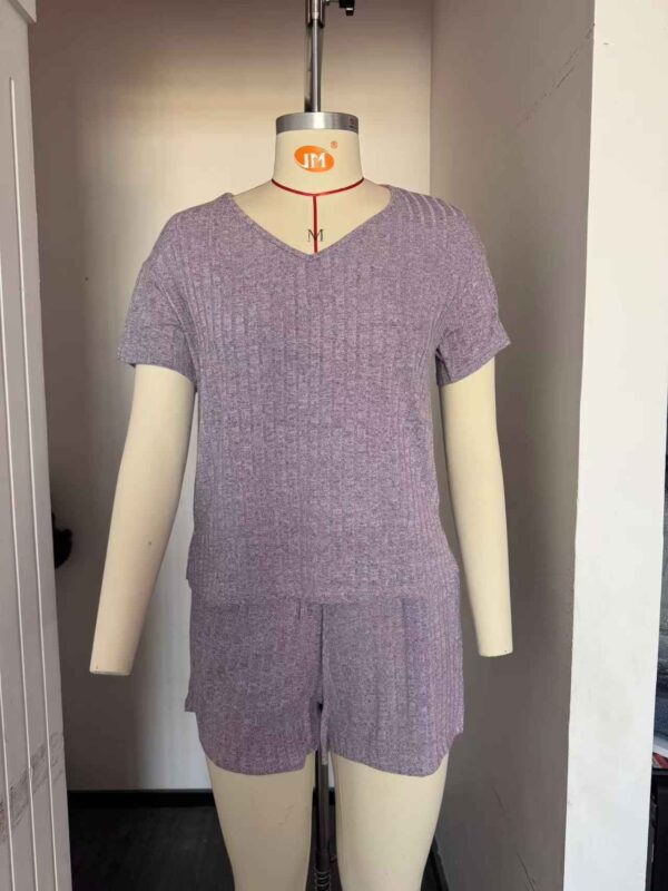 Ribbed Short Sleeve Loungewear Set