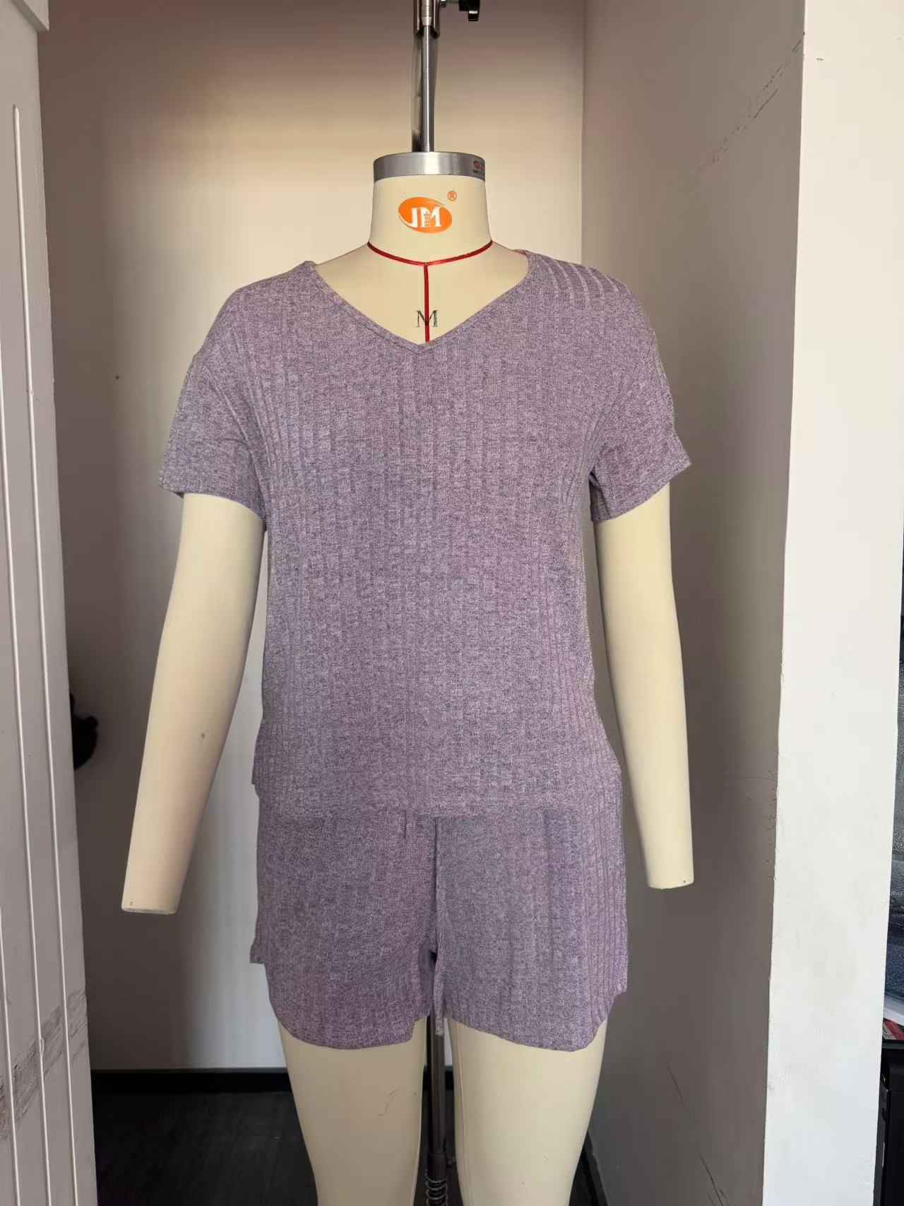 Ribbed Short Sleeve Loungewear Set