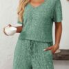 Ribbed Short Sleeve Loungewear Set