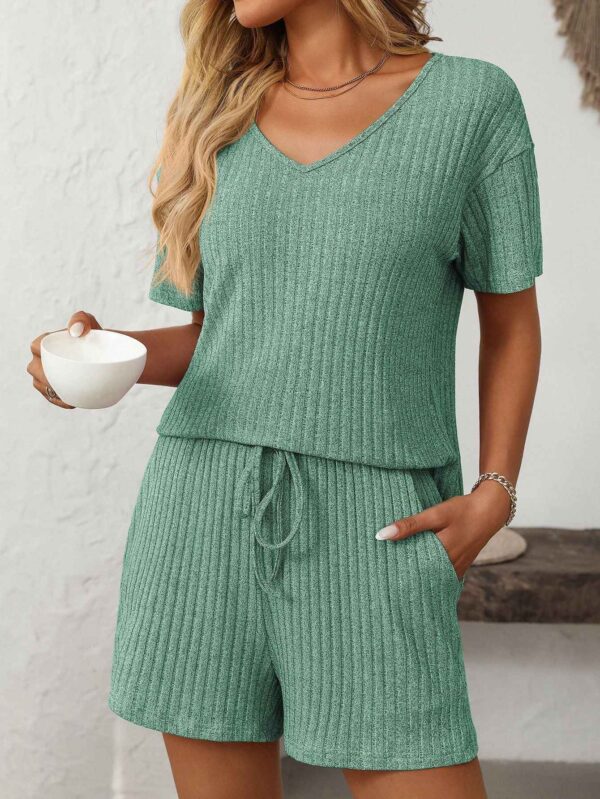 Ribbed Short Sleeve Loungewear Set